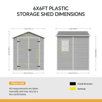 6x6 FT Outdoor Garden Plastic Storage Shed