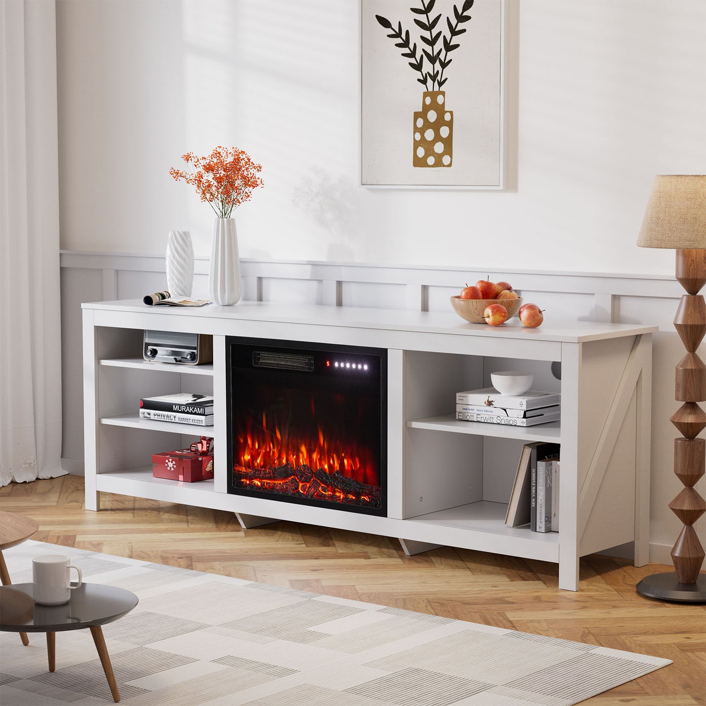 177.8cm TV Stand with 23-Inch Electric Fireplace
