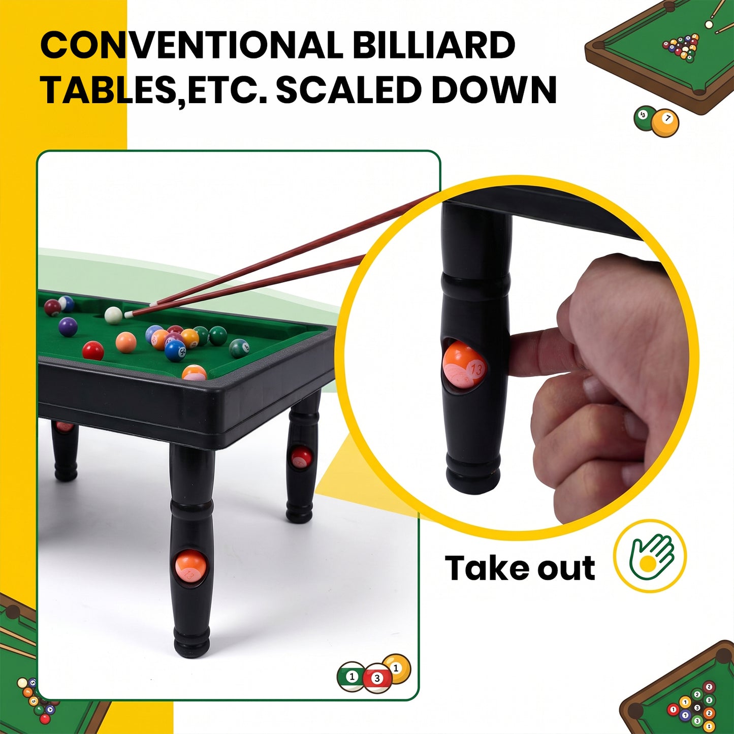 Mini Snooker & Pool Table Game Toy Set for Kids