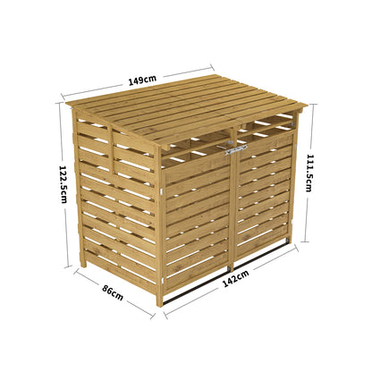 Outdoor Spruce Wood Trash Can Storage Shed