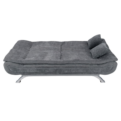 190cm Wide Grey 3 Seater Sofa Linen Convertible Sofa Bed with 2 Pillows