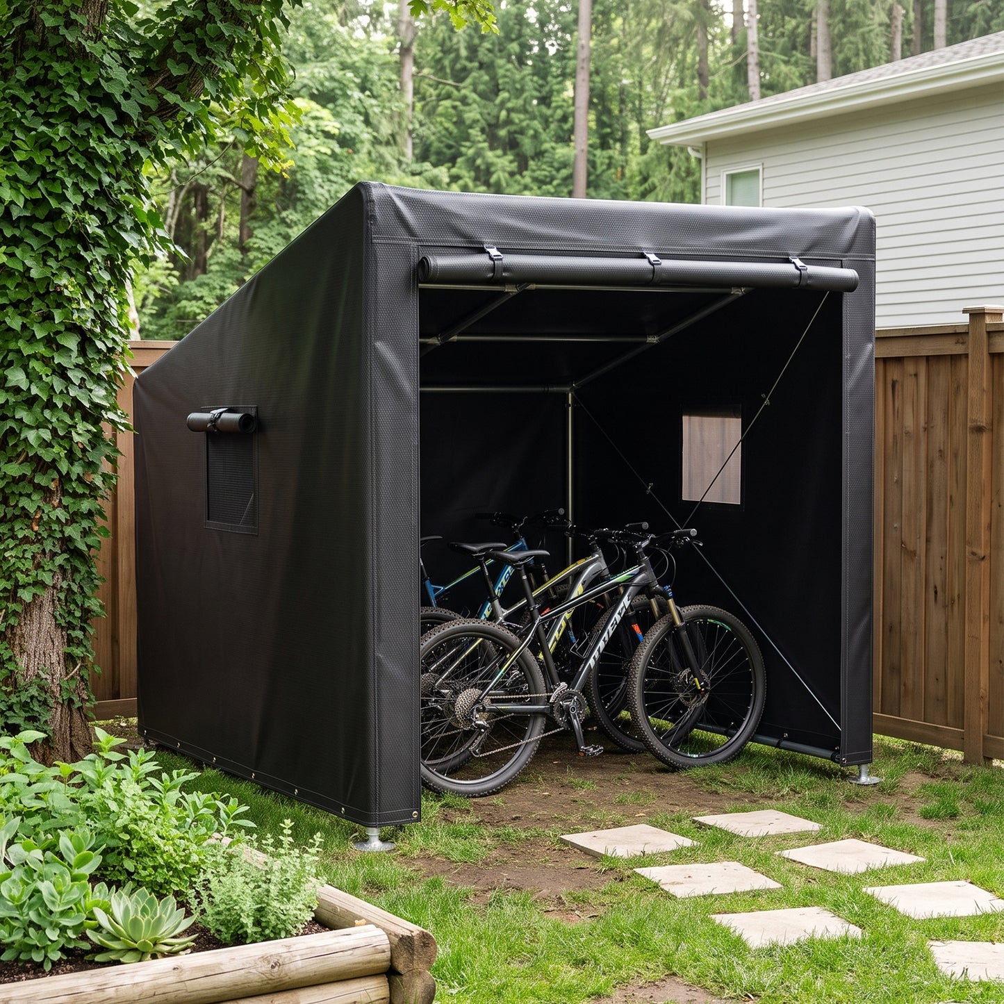 Large Outdoor Bicycle Storage Shed with Waterproof PE Fabric