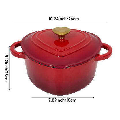 Enamelled Cast Iron Heart-Shaped Dutch Oven Pot with Lid