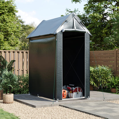 Dark Grey Outdoor Storage Shelter with Waterproof PE Cover
