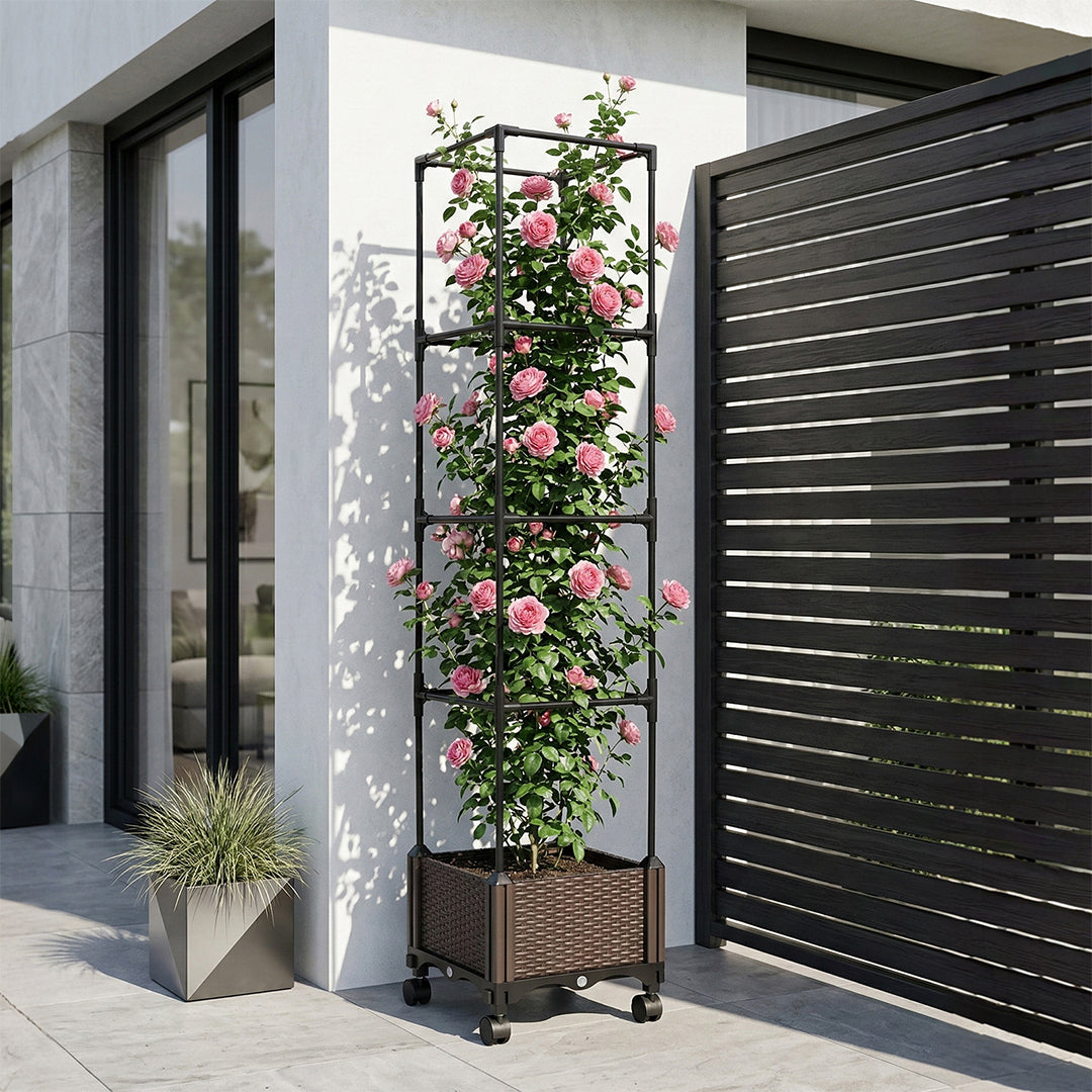 Rolling Planter Box with Trellis