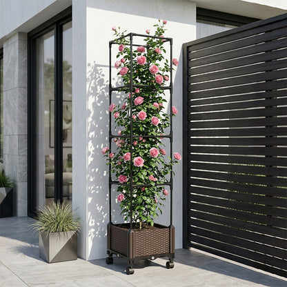 Rolling Planter Box with Trellis