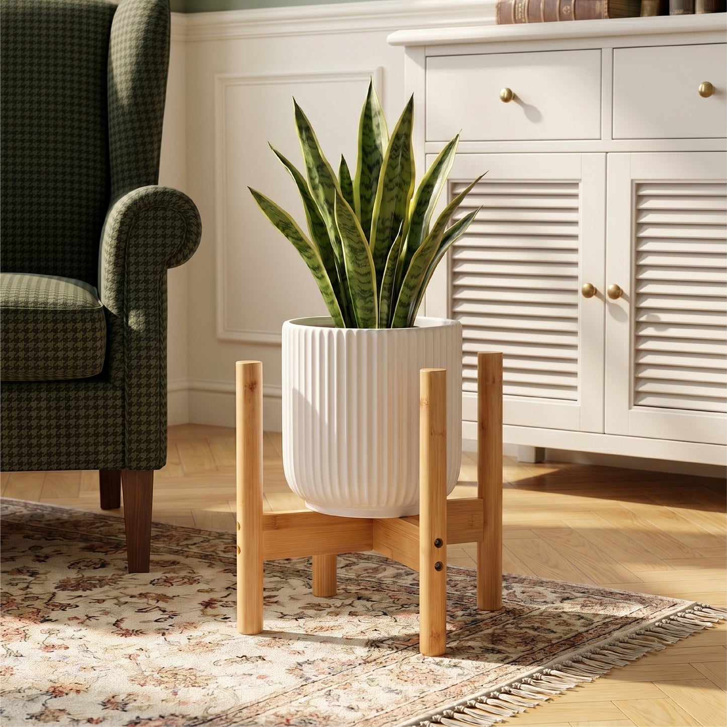 Bamboo Nordic Raised Plant Stand