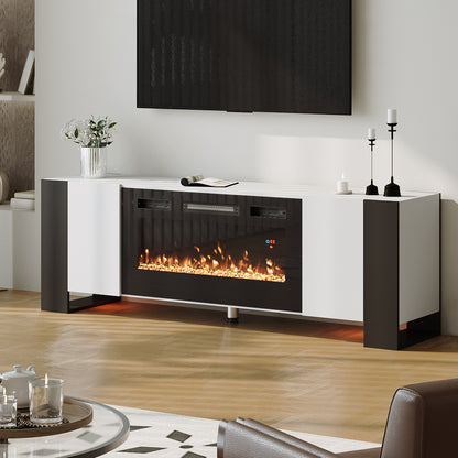Recessed Electric Fireplace TV Stand with Remote Control