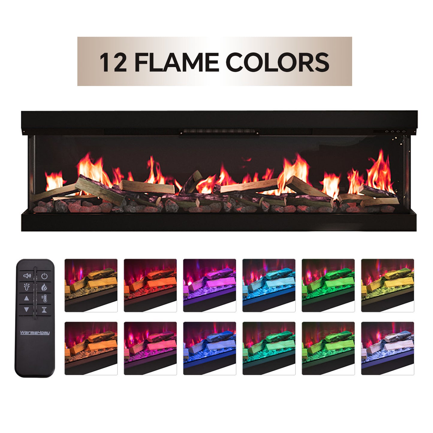 60/70-inch 3-Sided Smart Electric Fireplace