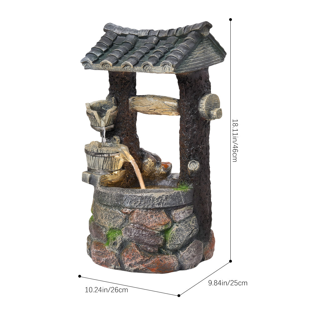 Solar Garden Water Fountain with Cascading Water Feature