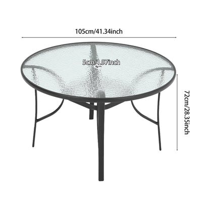 2/4 Pcs Black Outdoor Dining Set with Glass Top