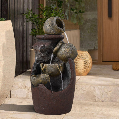 Outdoor Garden Water Feature with LED Lights
