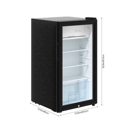 Glass Door 83L Refrigerator with 9L Freezer Box