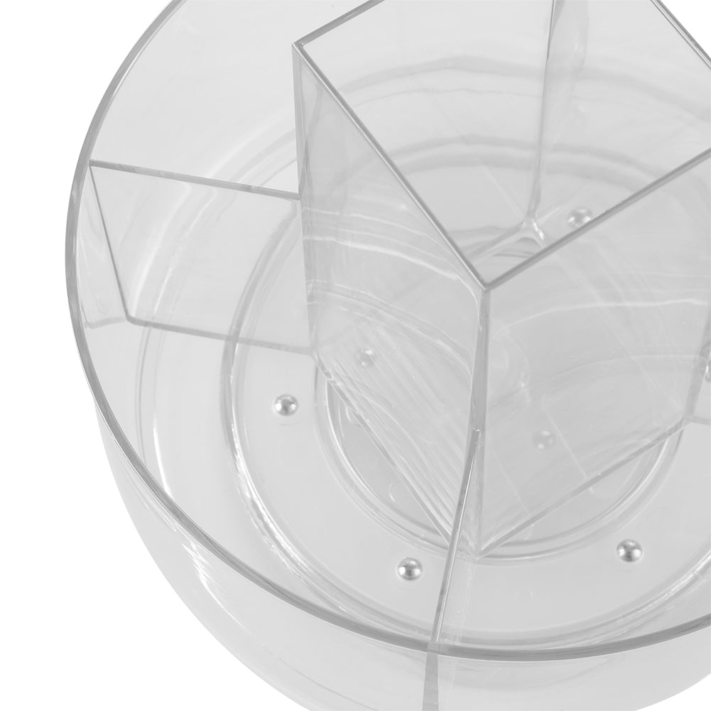 Circular Chic Transparent Makeup Storage Carousel with Brush Holder for Desktop