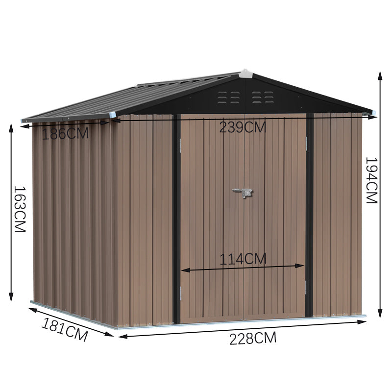 Steel Garden Tool Storage Shed with Gabled Roof Top