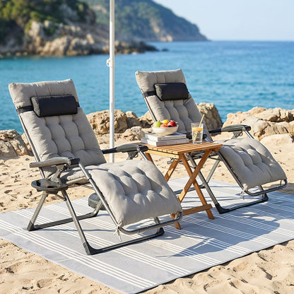 Zero Gravity Outdoor Recliner with Seat Cushion & Headrest