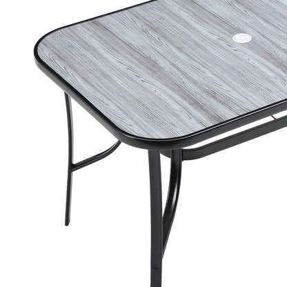 Garden Tempered Glass Wood Grain Coffee Table With Parasol Hole