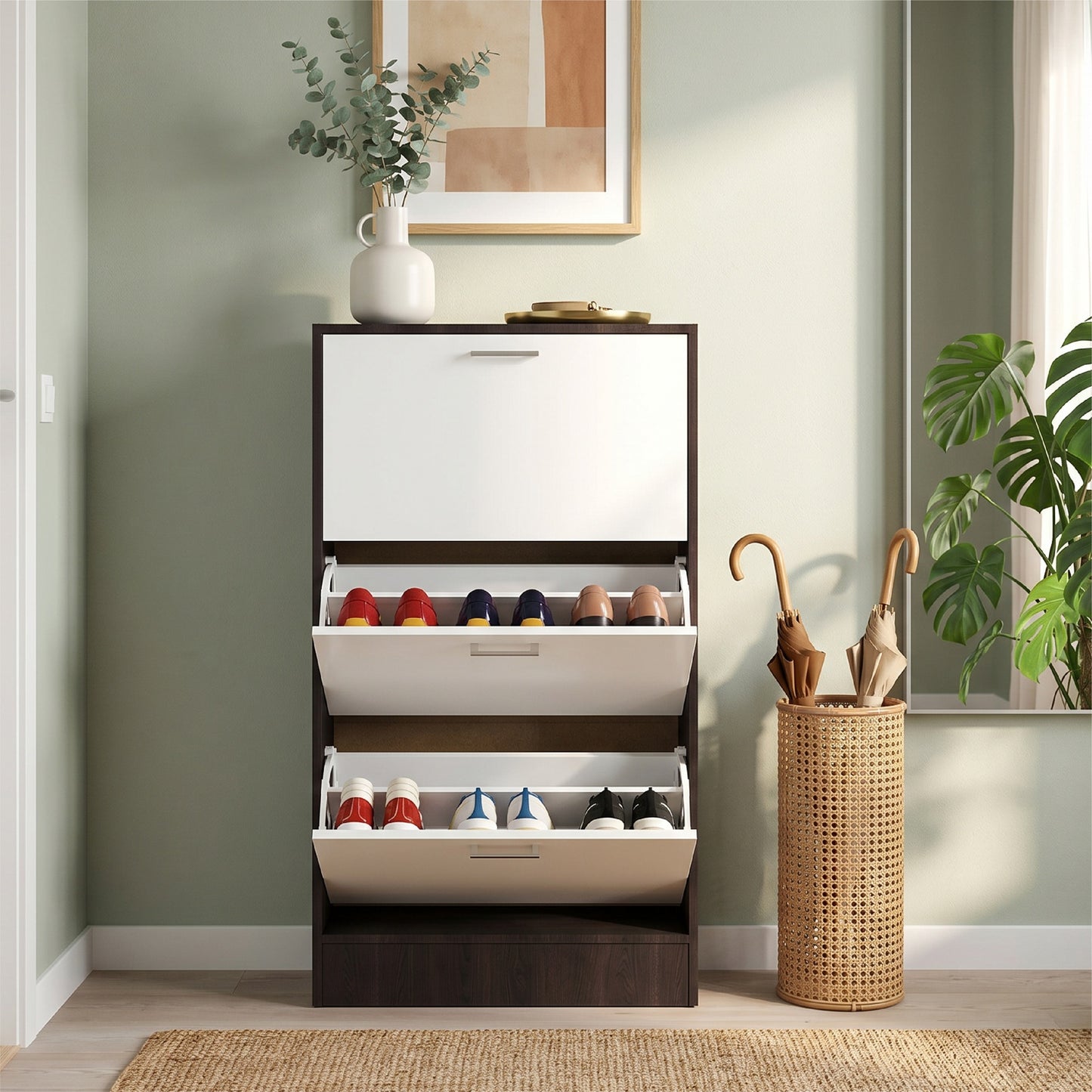 Wooden 3 Layer Dump Shoes Shelves