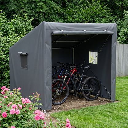 Large Outdoor Bicycle Storage Shed with Waterproof PE Fabric