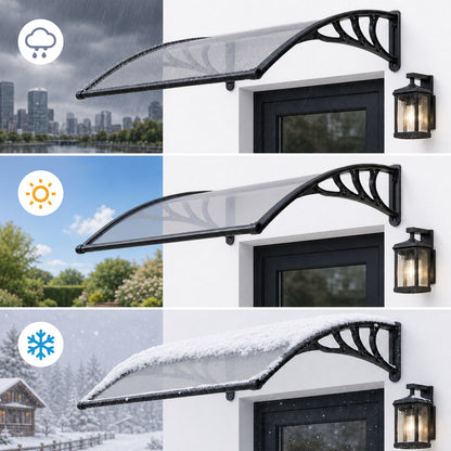 Black Outdoor Door Canopy Window Awning with Drainage Channel