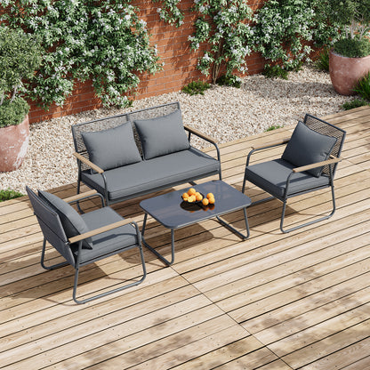 4 Seater PE Rattan Patio Conversation Garden Furniture Set