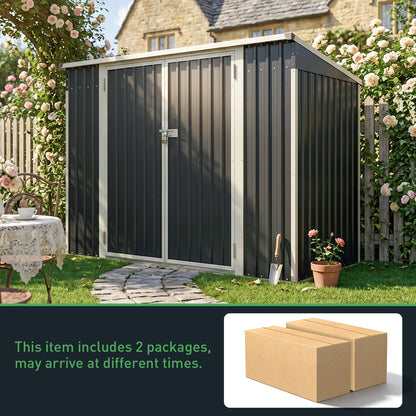 8x4 FT Metal Pent Roof Garden Tool Storage Shed