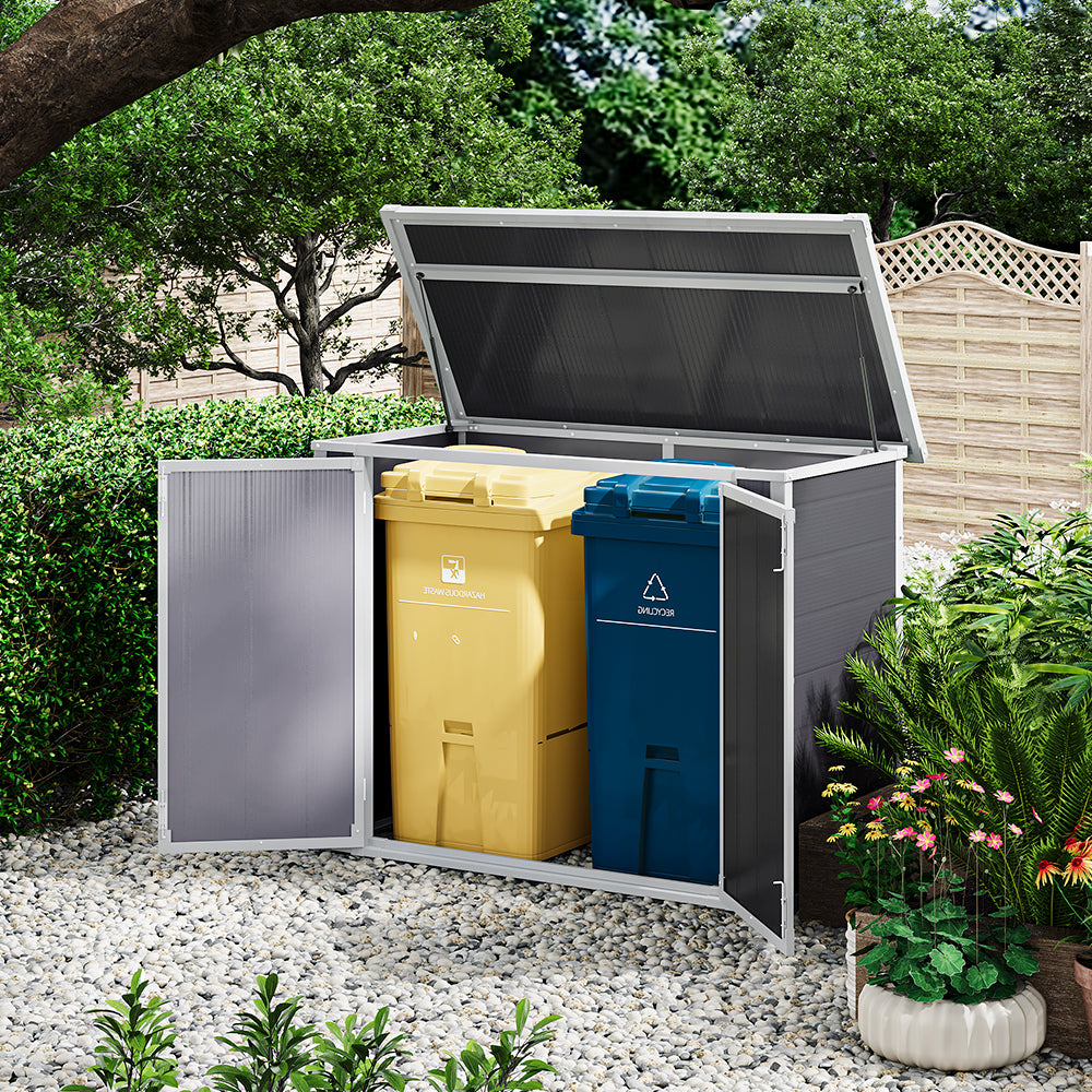 5x2ft Grey Aluminum Alloy Garden Bin Storage Shed