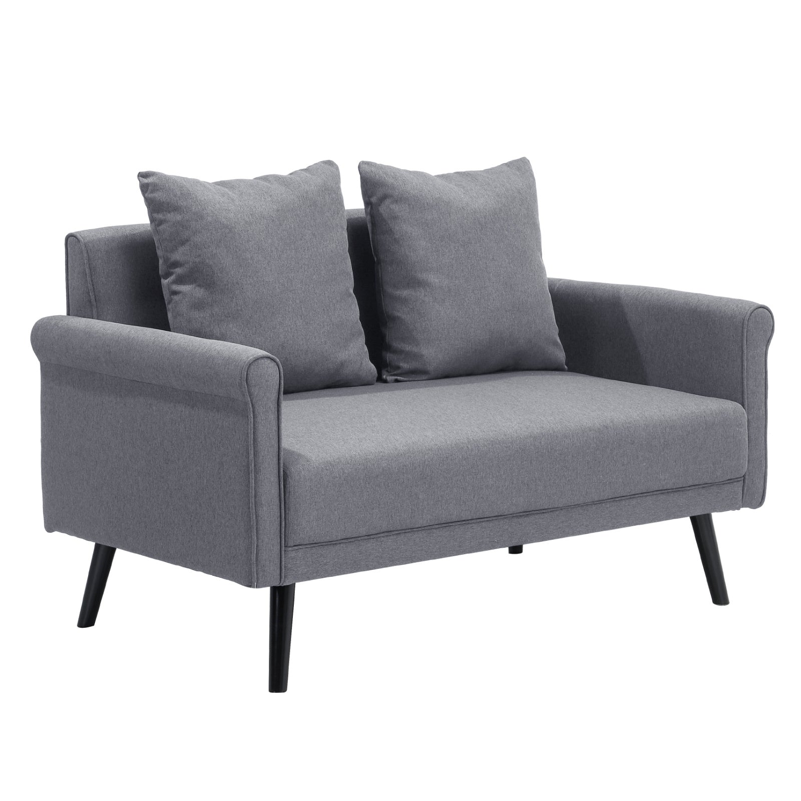 Contemporary Upholstered Love Seat with Rolled Arms