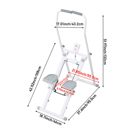 White‑Grey Step Climber Machine with Curved Grey Handrails