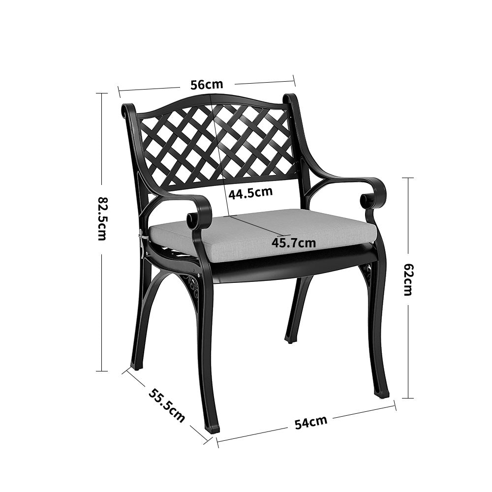 Black/ White Retro Set of 2 Cast Aluminum Garden Chairs