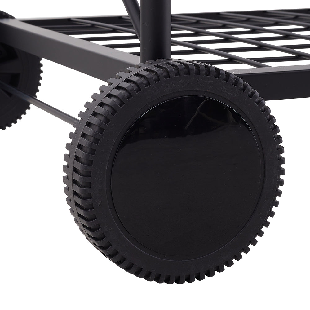 Outdoor Round Charcoal Grill with Side Table