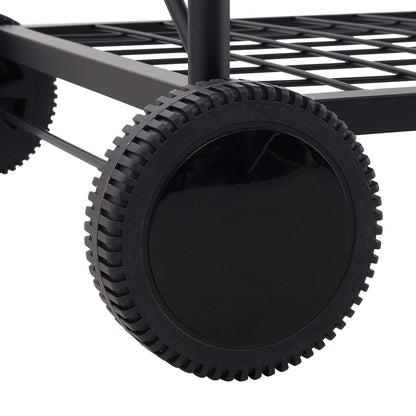 Outdoor Round Charcoal Grill with Side Table