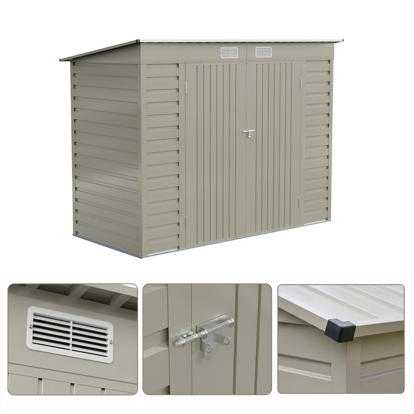 8x4FT Outdoor Metal Storage Shed