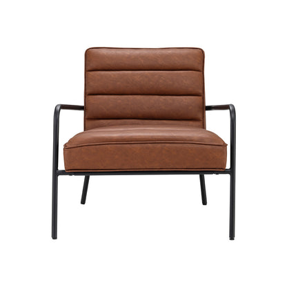 Leisure Soft PU Leather Cushioned Accent Armchair with Metal Frame