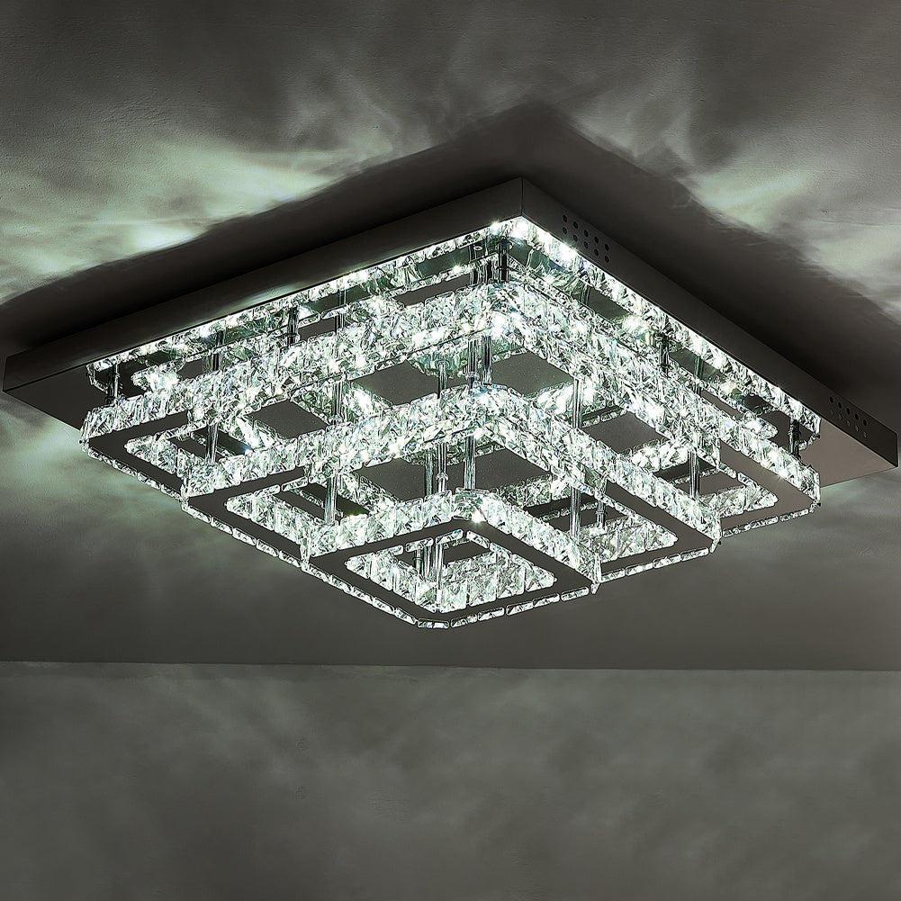 Square Large-size Glamourous Crystal LED Ceiling Light