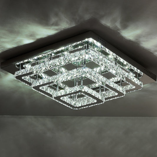 Square Large-size Glamourous Crystal LED Ceiling Light