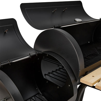 Portable Outdoor Charcoal BBQ Grill with Offset Smoker