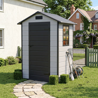 4.4 x 3.4FT Garden Plastic Storage Shed with Lockable Hinge Door