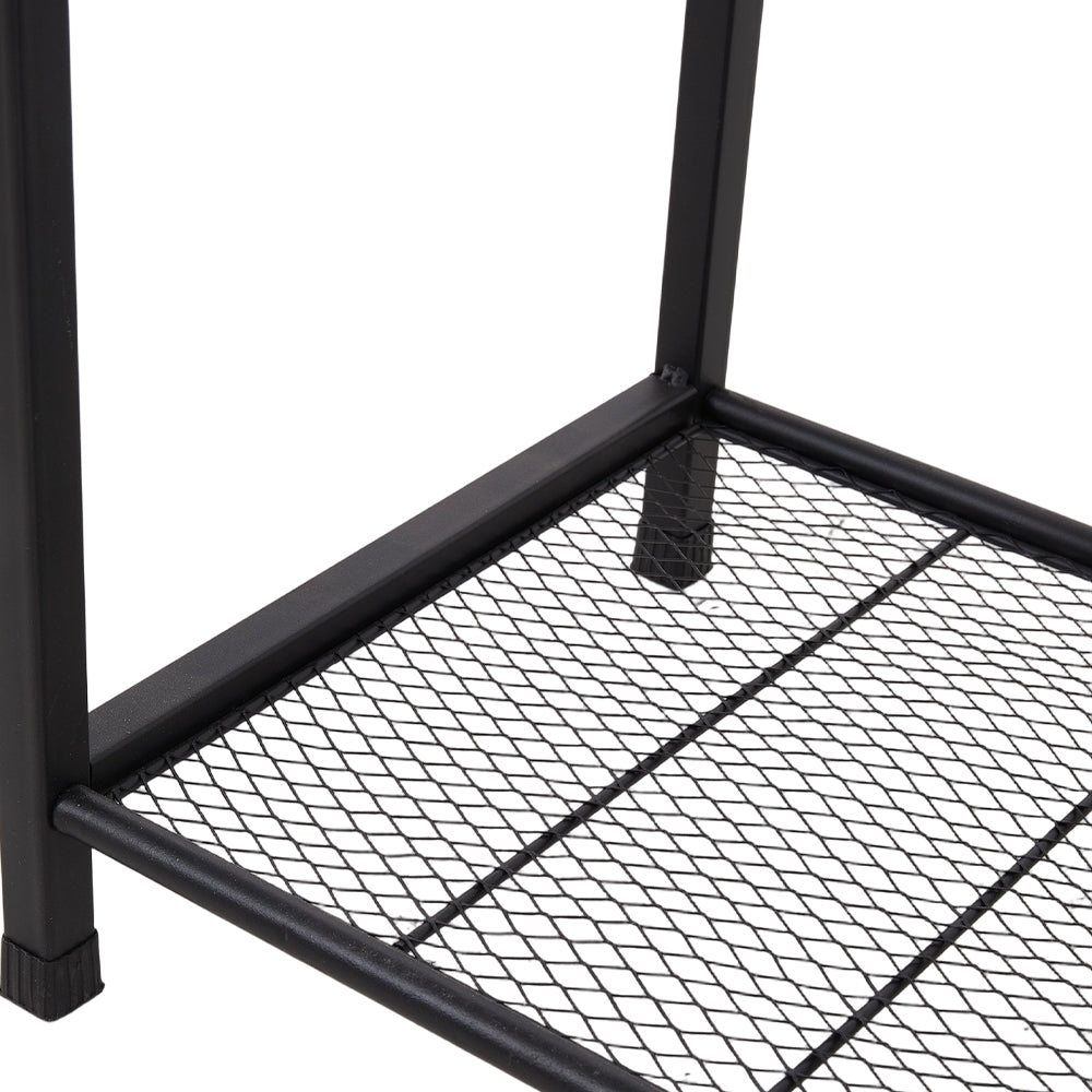Metal Garden Tool Storage Rack with Two Tier Shelves