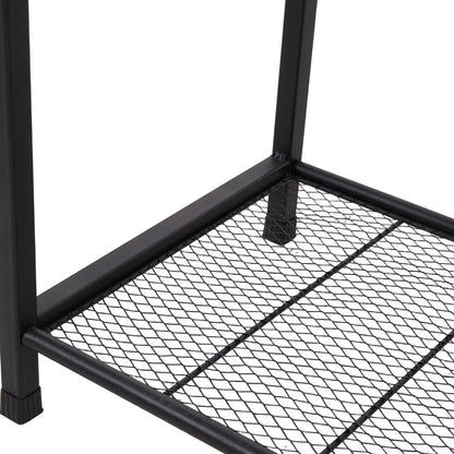 Metal Garden Tool Storage Rack with Two Tier Shelves