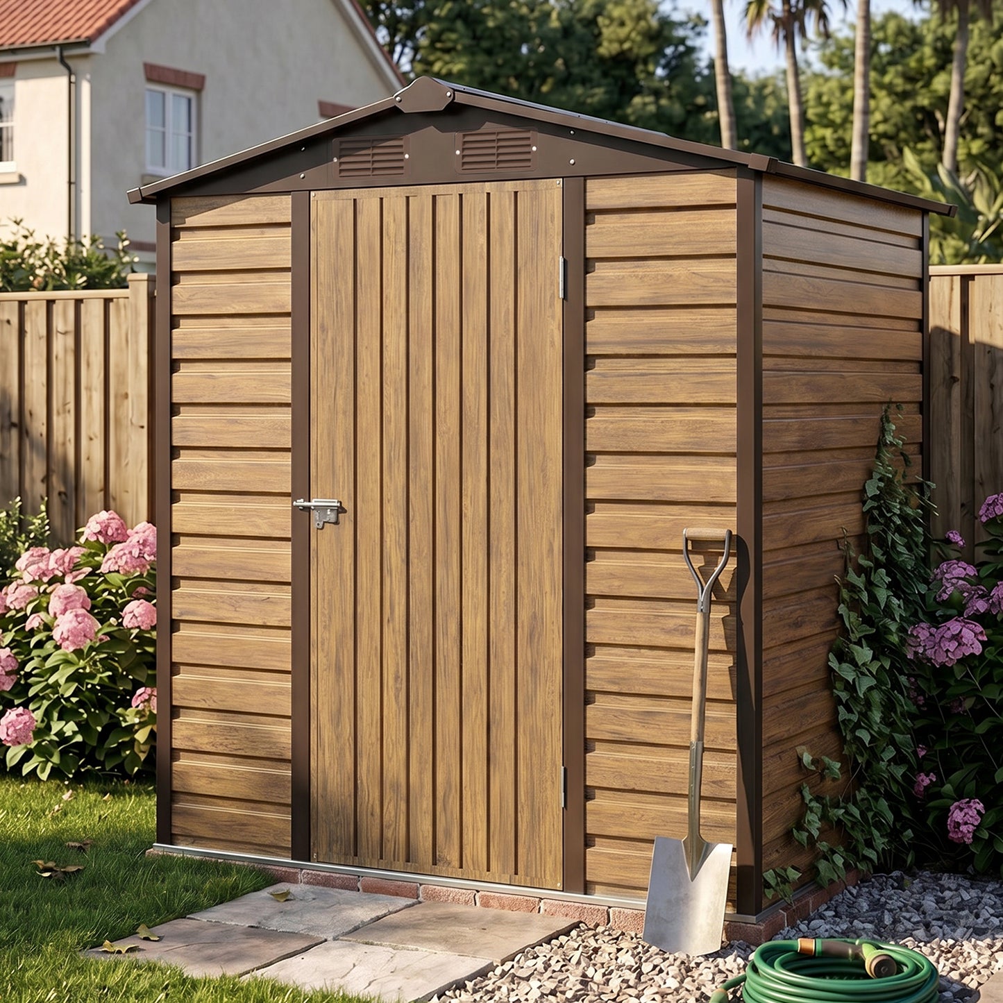 4 x 6FT Metal Apex Roof Garden Storage Shed