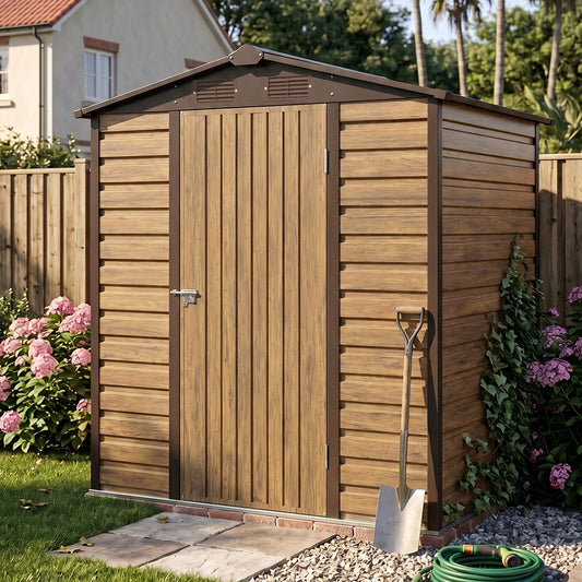 4 x 6FT Metal Apex Roof Garden Storage Shed