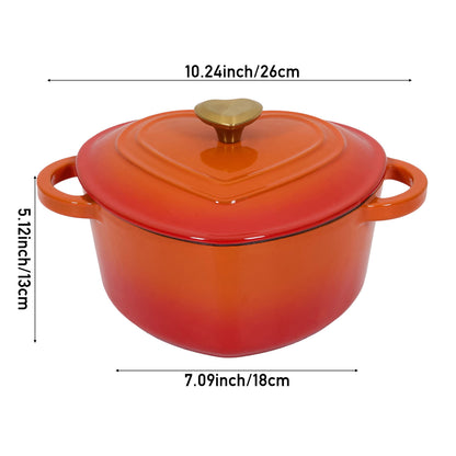 Enamelled Cast Iron Heart-Shaped Dutch Oven Pot with Lid