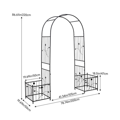 200cm Garden Arch with Planter Boxes
