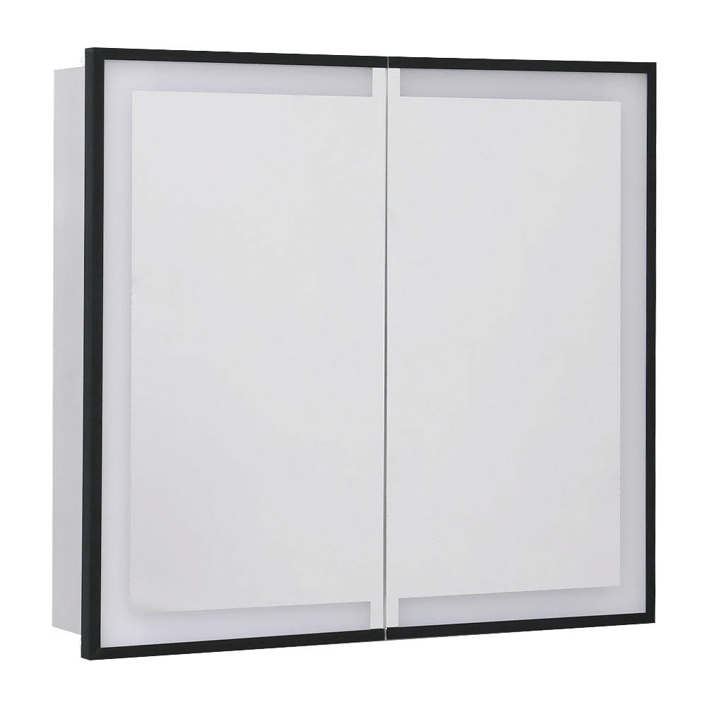 Modern Black Surface Mount LED Mirror Cabinet with Double-Sided Door