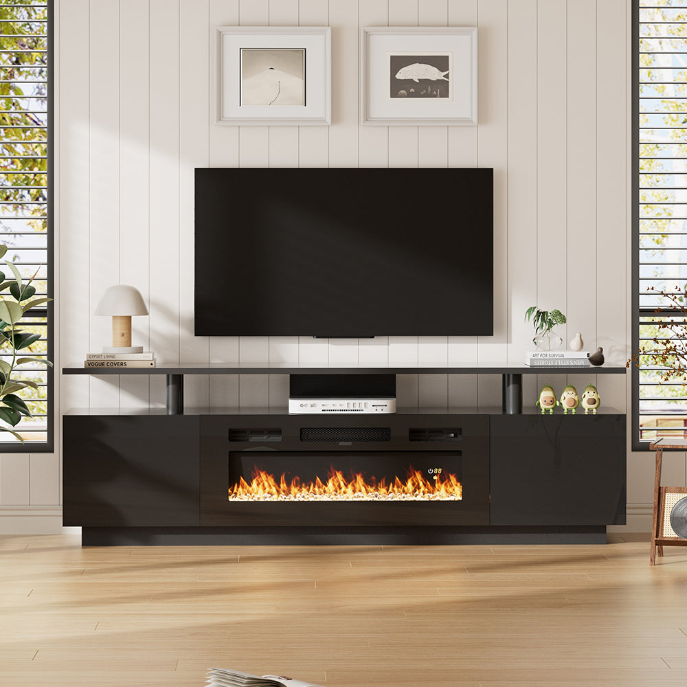 Recessed Electric Fireplace TV Stand with Remote Control