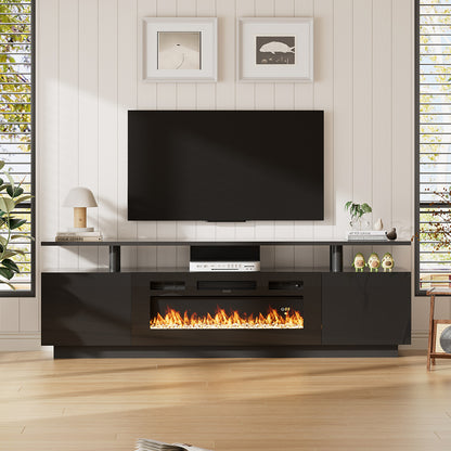 Recessed Electric Fireplace TV Stand with Remote Control
