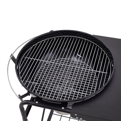 Outdoor Round Charcoal Grill with Side Table
