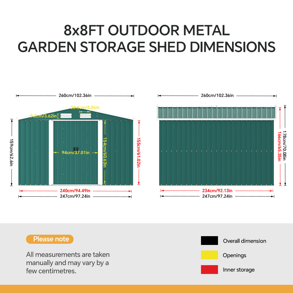 Steel Garden Storage Shed with Gabled Roof Top