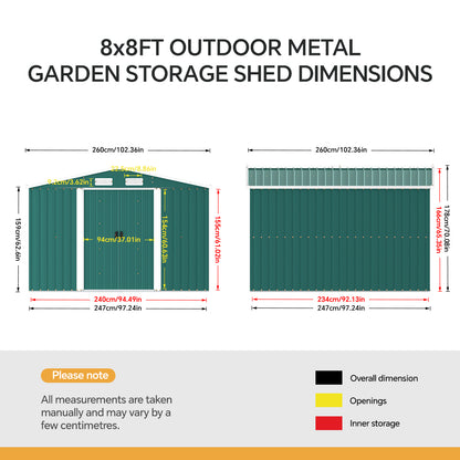 Steel Garden Storage Shed with Gabled Roof Top